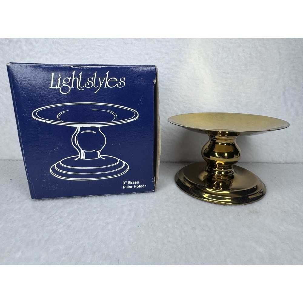 Colonial Candle Lightstyles Brass Pillar Holder #J3700 3" Candlestick NEW